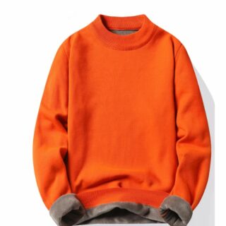 Pull polaire homme uni fourré orange