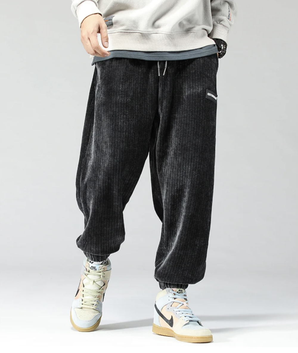 Jogging polaire homme en velours cotelé gris