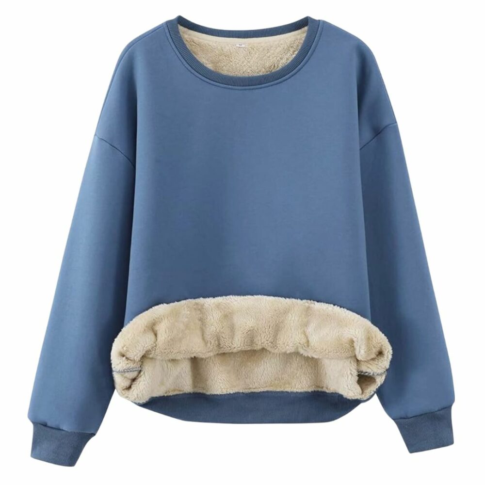 Pull polaire homme bleu uni fourrée chaud