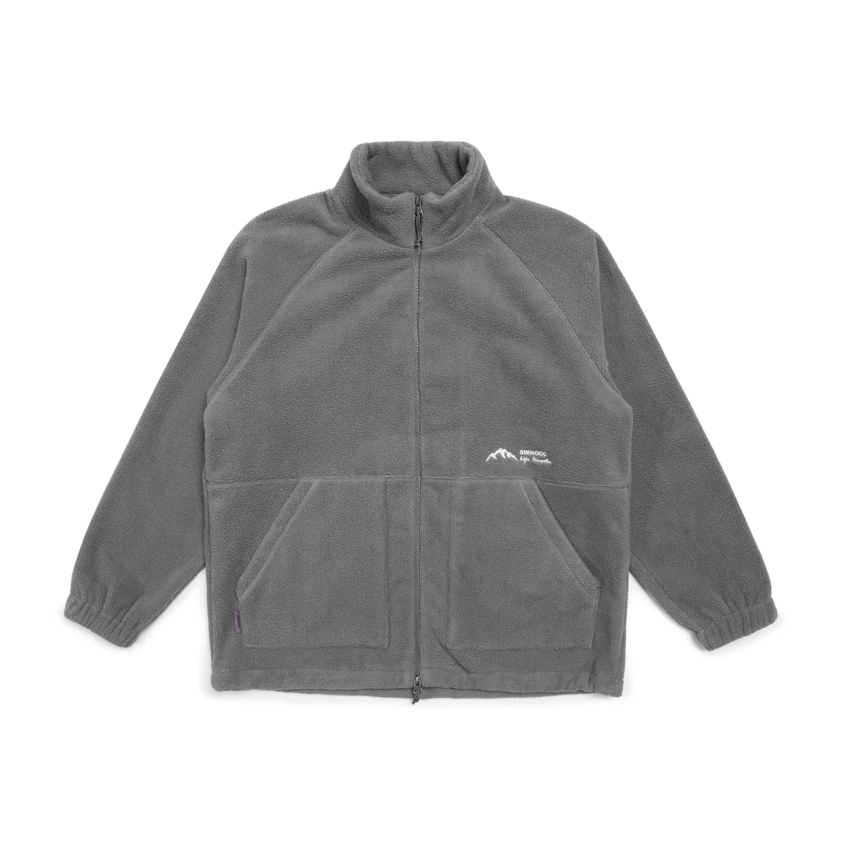 Blouson polaire homme avec fermeture à zipper et col haut gris