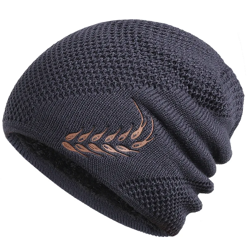 Bonnet polaire tricot thermique épais motif épis de blé
