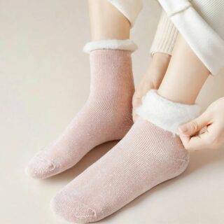 Chaussette polaire thermique épaisse pour femme en coton et laine