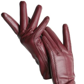 Gant polaire en simili cuir avec doublure tactile pour femme