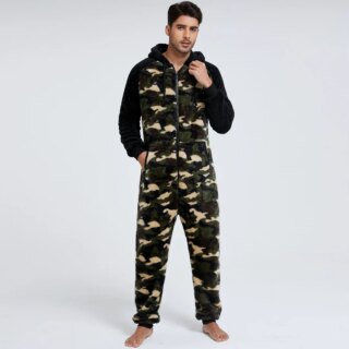 Grenouillère Pyjama Homme Polaire à Capuche - Onesie Confortable Et Chaud En Flanelle Douce