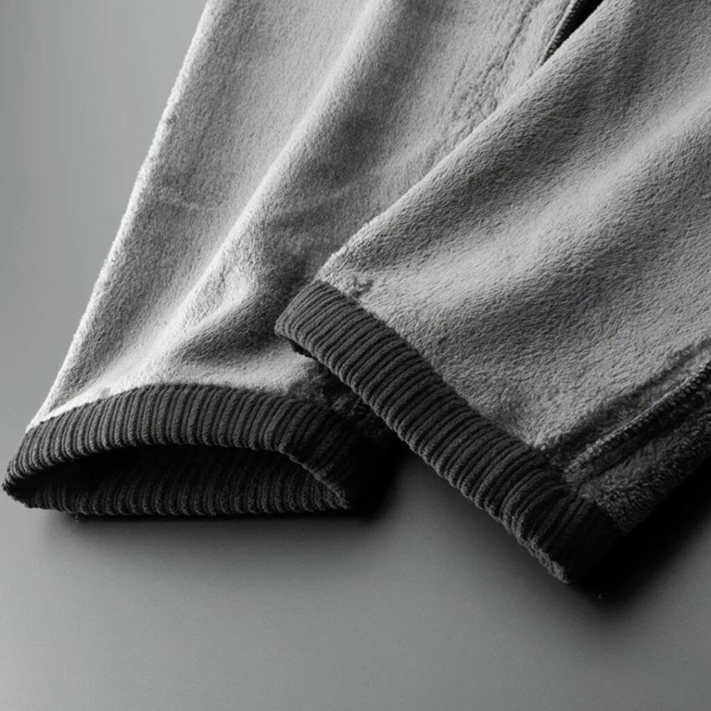 Pantalon polaire homme en velours noir c?�tel?� doubl?� �?� Mon polaire