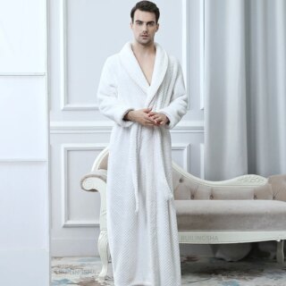 Peignoir polaire effet nid d'abeille blanc