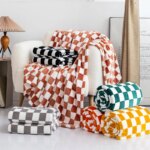 Plaid polaire damier épais et doux en laine