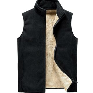 Polaire sans manches homme avec fermeture à zipper décontracté de couleur noir