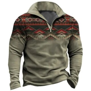 Polaire vintage zippé à motif