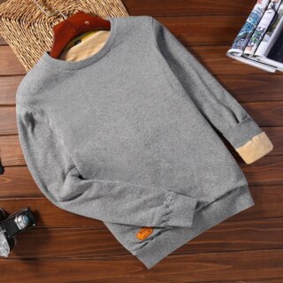 Pull polaire homme gris en coton tricoté