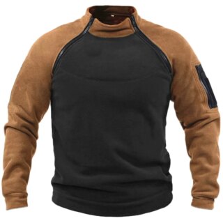 Gilet polaire homme thermique avec fermeture à zipper de couleur noir et marron