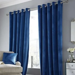 Rideau thermique polaire en velours bleu royal