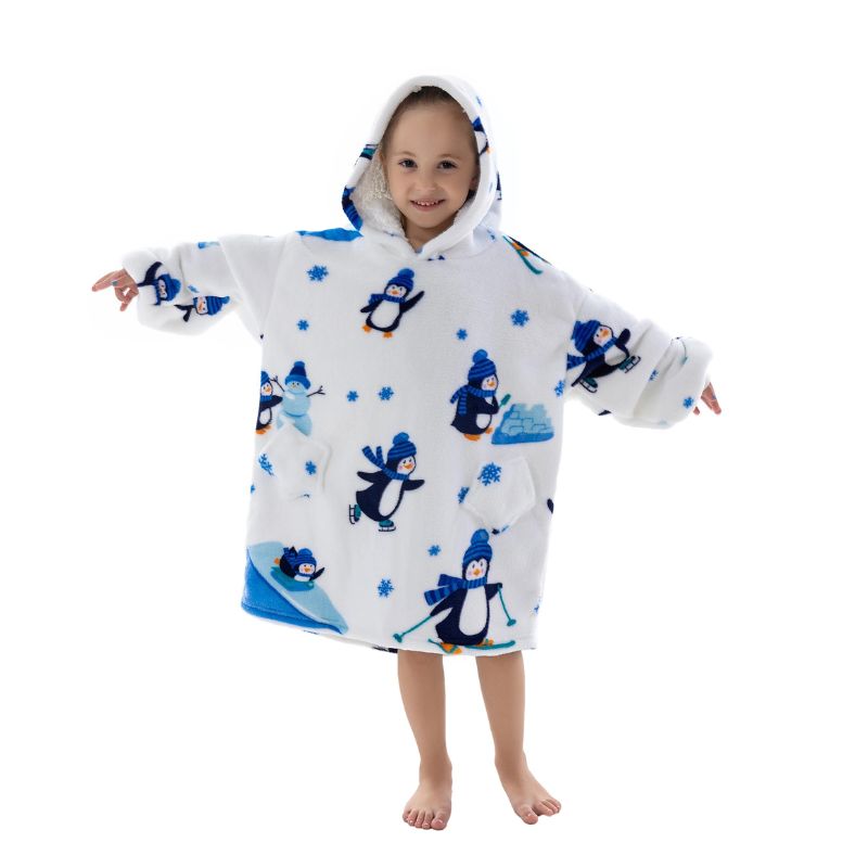 Pull plaid blanc à capuche au design de dessin animé