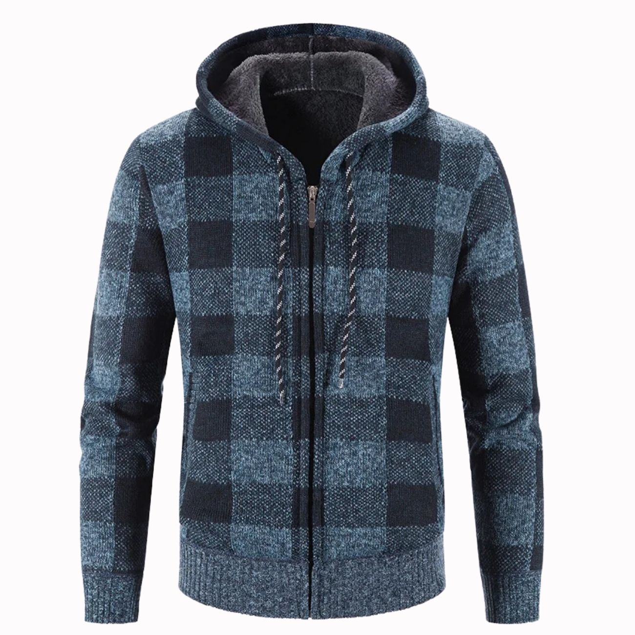 Polaire vintage bleue à carreaux