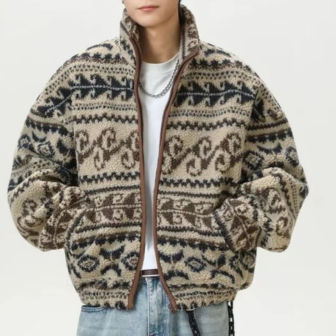 Polaire vintage à col haut