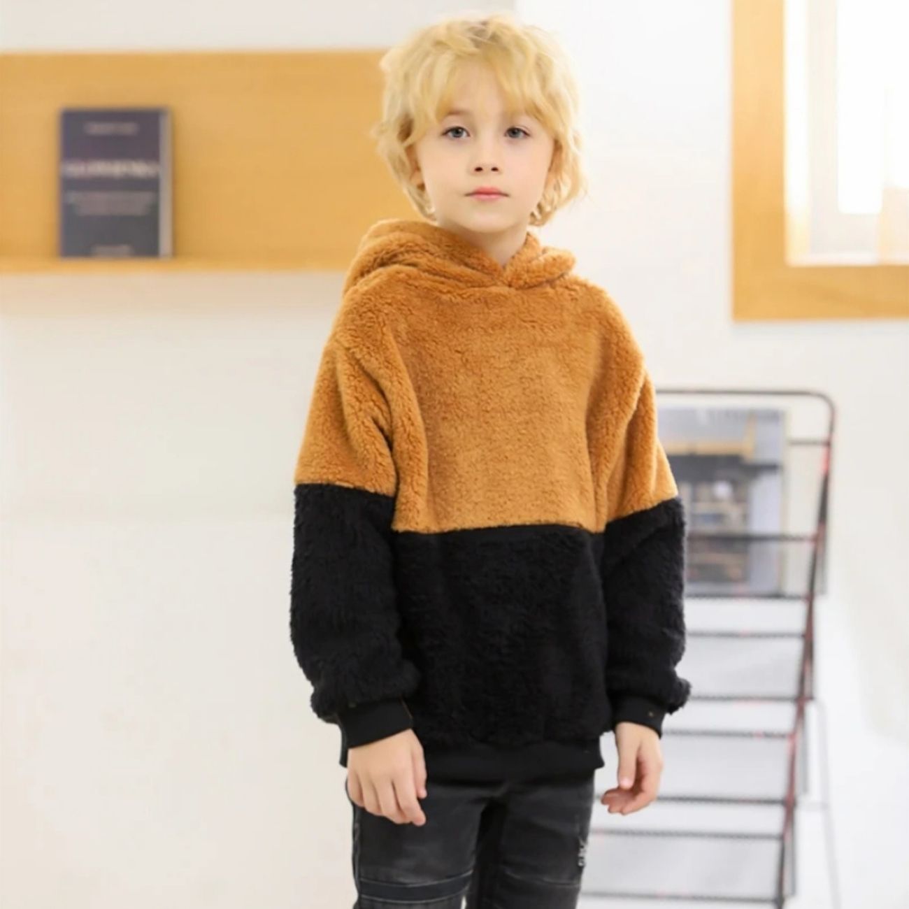 Polaire enfant bicolore au design ourson