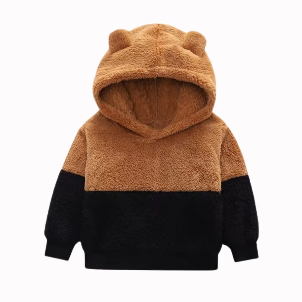 Polaire enfant bicolore au design ourson sur fond blanc